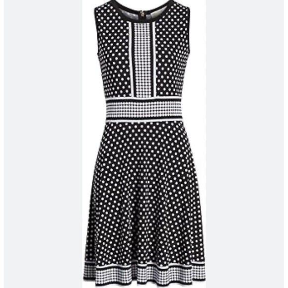 Michael Kors Simple Dot Fit & Flare Women Dress -Size S Black/White NWT - Picture 3 of 17